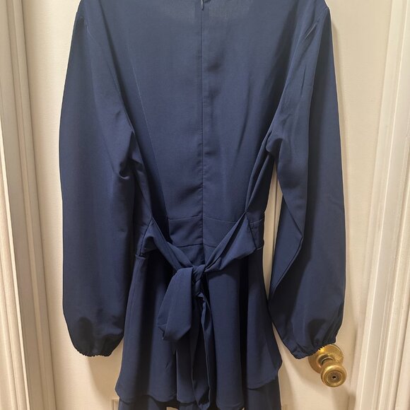 Relipop Long-Sleeve Ruffle Hem Romper – Deep Blue – Size Unknown (Used) - Picture 2 of 2